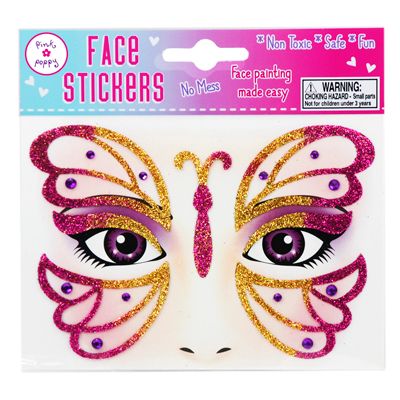 Pink Poppy  - Butterfly Face Sticker